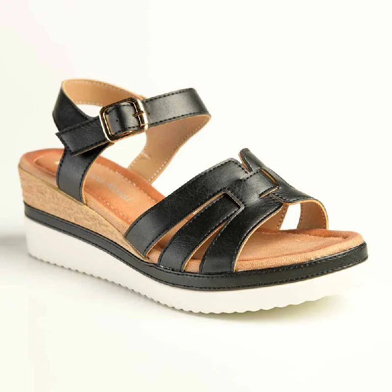 Women's Sandals with a Wedge Heel and a Tassel Detail in Orange for a Trendy LookWomen's Sandals with a Wedge Heel and a Tassel Detail in Orange for a Trendy LookAlessio Rev Wedge - Black