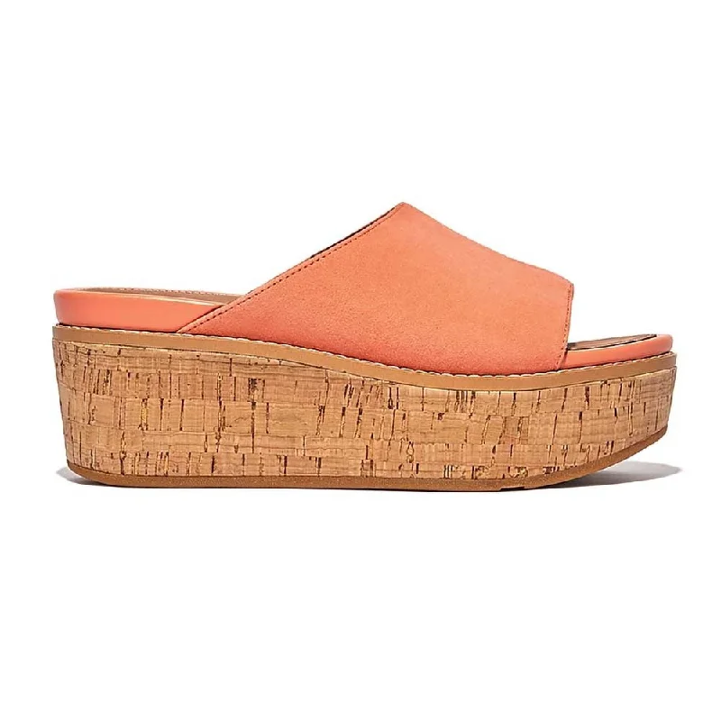 Adjustable Strap Women's Sandals with a Padded Heel in Pink for a Custom FitFitFlop Women's Eloise Cork-Wrap Slip-On Coral Suede