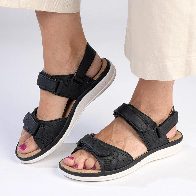 Orthopedic Women's Sandals with Arch Support in Gray for Foot HealthOrthopedic Women's Sandals with Arch Support in Gray for Foot HealthFranco Rossi Halter Strap Adventure Sandals - Black