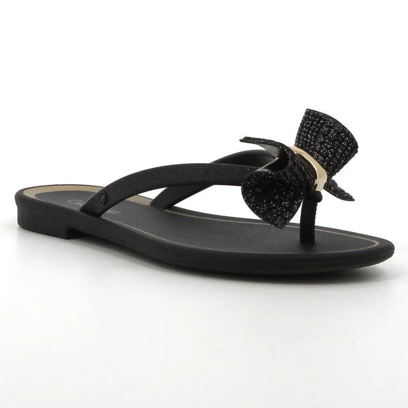 Elastic - Strap Women's Sandals with a Padded Toe in Teal for Easy On - and - OffElastic - Strap Women's Sandals with a Padded Toe in Teal for Easy On - and - OffGrendha Thong with Bow Sandal - Black