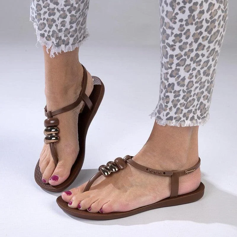 Elastic - Strap Women's Sandals with a Padded Toe in Teal for Easy On - and - OffElastic - Strap Women's Sandals with a Padded Toe in Teal for Easy On - and - OffIpanema Rumi Ladies Thong Sandals - Brown