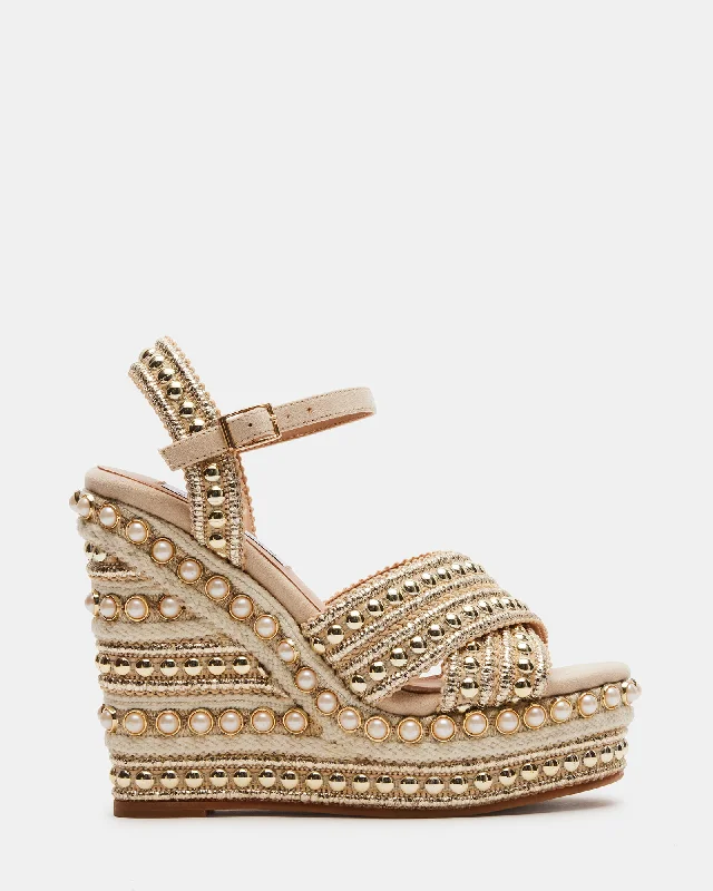 Women's Sandals with a Glitter - Coated Strap in Gold for a Sparkly Summer OutfitWomen's Sandals with a Glitter - Coated Strap in Gold for a Sparkly Summer OutfitJUNIPER GOLD MULTI
