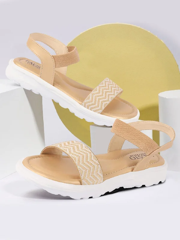 Women's Sandals with a Glitter - Coated Strap in Gold for a Sparkly Summer OutfitWomen's Sandals with a Glitter - Coated Strap in Gold for a Sparkly Summer OutfitWomen Tan Open Toe Fashion Stylish Day Long Comfort Slip On Wedges Sandals
