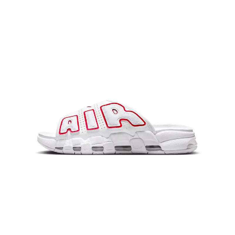 Men's leather - and - mesh combination sneakers for style and functionNike Air More Uptempo Slide White Red