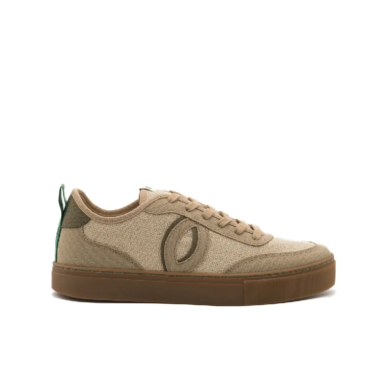 Men's low - profile tennis sneakers for a sleek lookVegan sneaker linen natural-taupe BRI018 Men's low - profile tennis sneakers for a sleek lookVegan sneaker linen natural-taupe BRI018