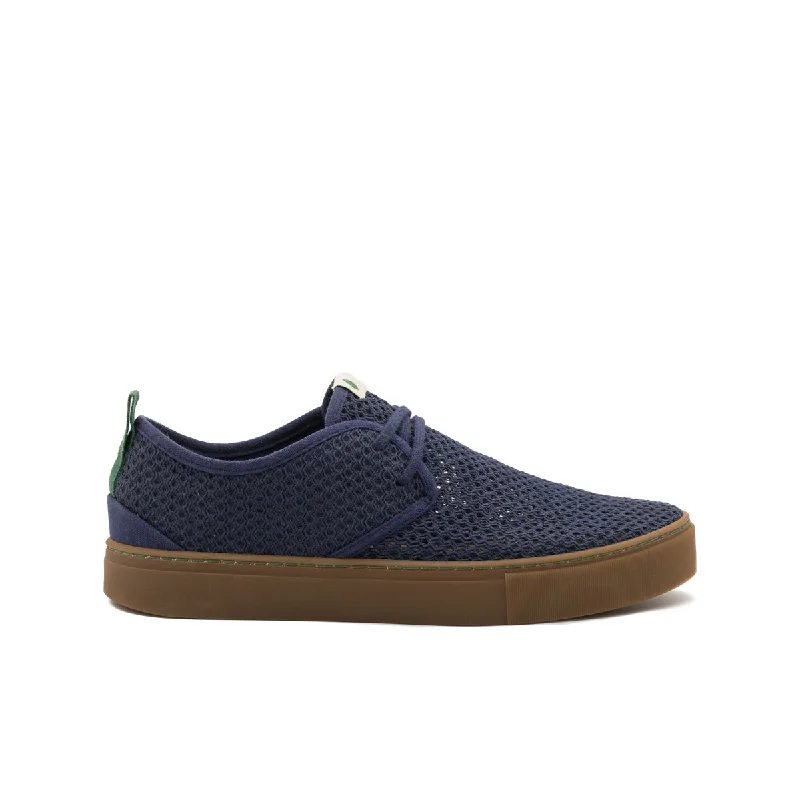 Men's navy blue suede sneakers with gold - toned eyeletsVegan sneaker mesh marine SID043 Men's navy blue suede sneakers with gold - toned eyeletsVegan sneaker mesh marine SID043