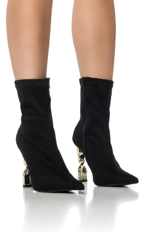 women's booties for springAZALEA WANG BEARNAISE TWISTED HEEL BOOTIE IN BLACK
