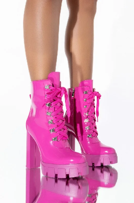 women's booties for dancingAZALEA WANG GO FOR IT CHUNKY BOOTIE IN PURPLE