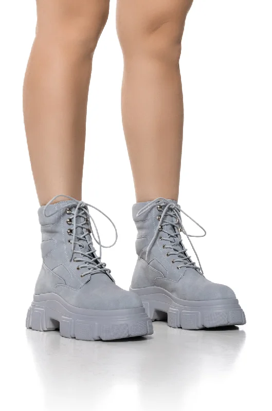women's booties with over-the-knee lookAZALEA WANG HARMONI BLUE BOOTIE