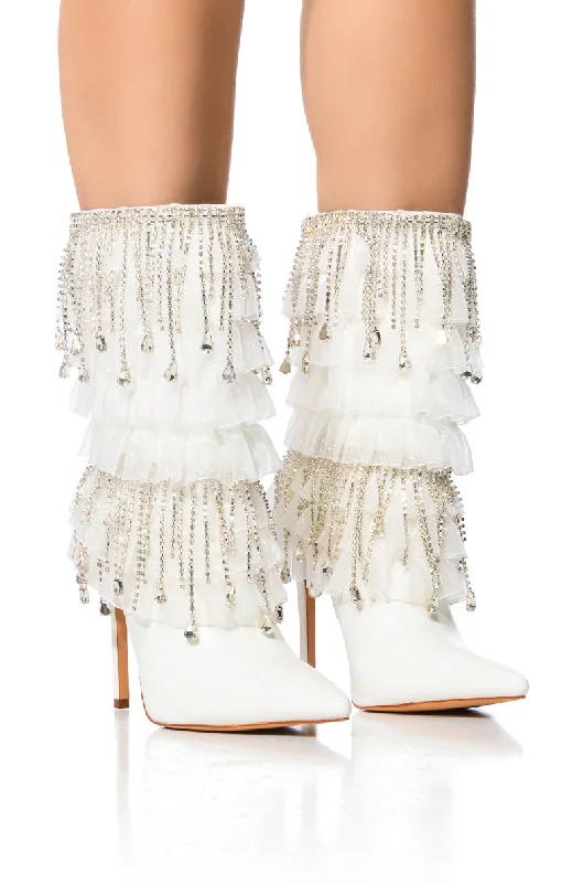 women's ankle bootiesAZALEA WANG LEXLEY WHITE DIAMOND DRIP BOOT