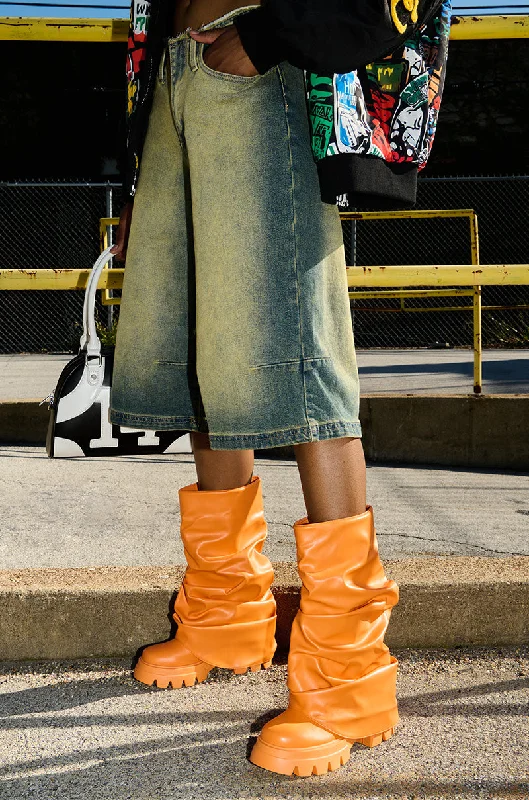 women's booties for knee supportAZALEA WANG MATE ORANGE BOOTIE