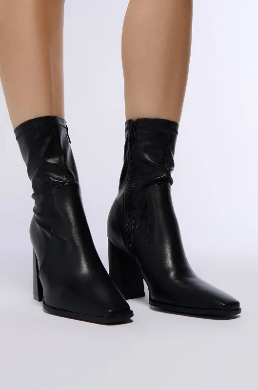 women's booties with bucklesAZALEA WANG ZAID BLACK CHUNKY BOOTIE
