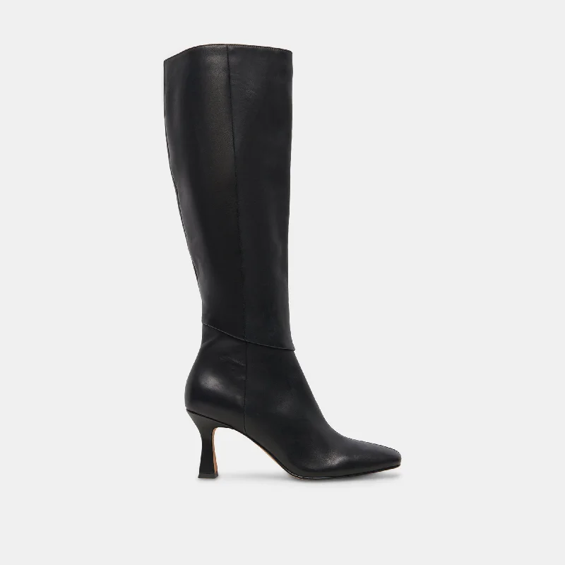 women's booties with bucklesGYRA EXTRA WIDE CALF BOOTS BLACK LEATHER