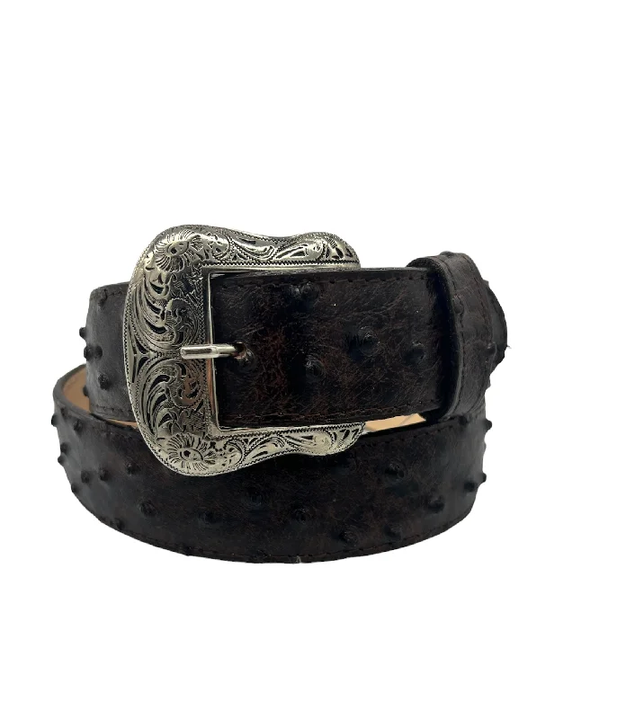 Tanner Mark Rustic Brown Ostrich Print Belt