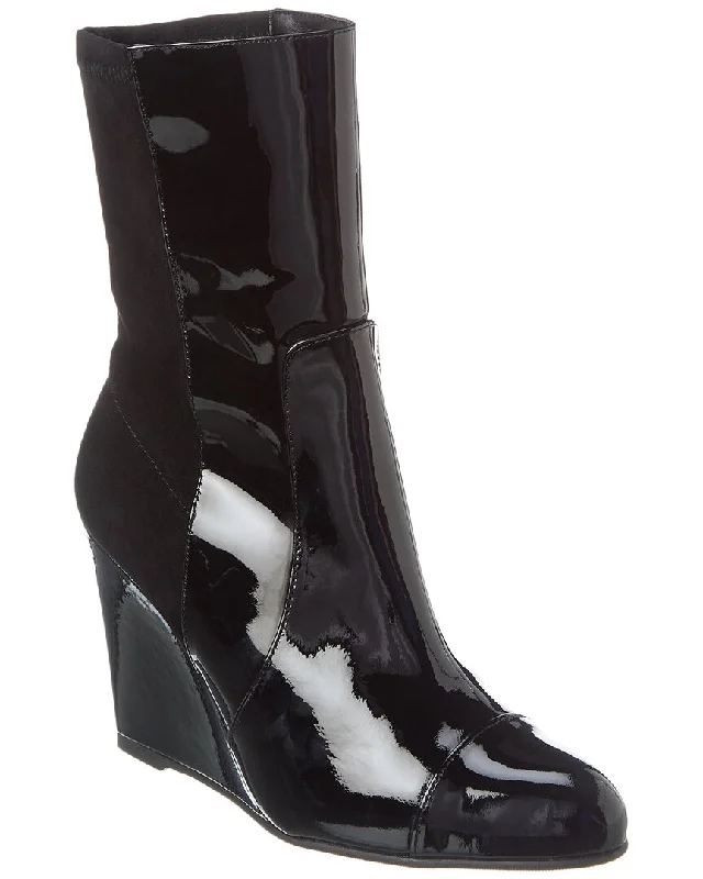 leather women bootiesStuart Weitzman Mila City Wedge Patent & Suede Bootie