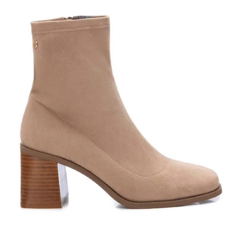 women's booties with quilted patternWomen's Ankle Booties In Beige