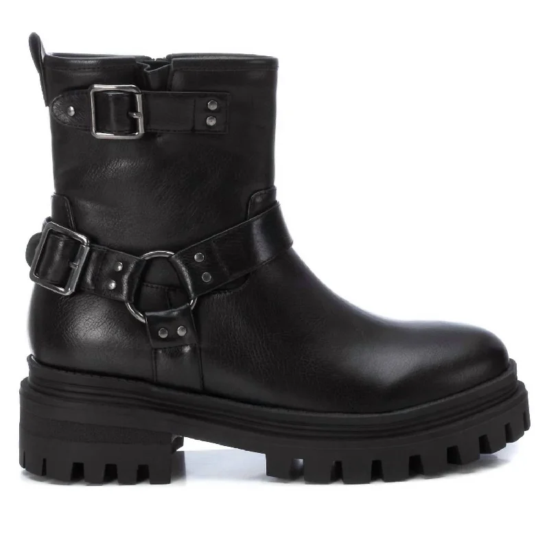 women's booties with western vibeWomen's Biker Booties In Black