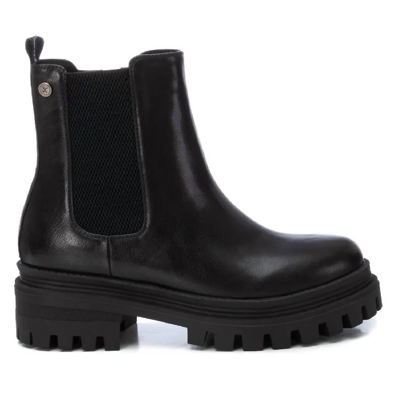 women's booties for wide calvesWomen's Chunky Ankle Booties In Black