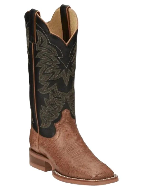 women's booties with floral designWomen's Ralston Western Boots - Medium In Cognac Smooth Ostrich