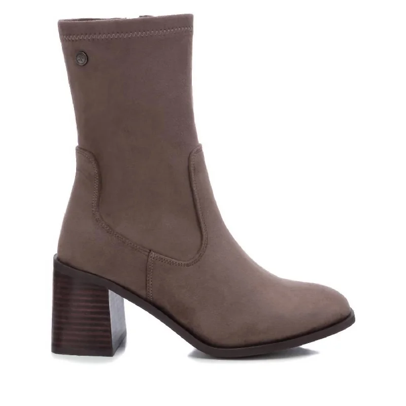 women's booties with ankle strapWomen's Side Zip Booties In Taupe